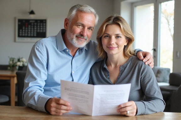 Senior couple reviewing annual insurance documents