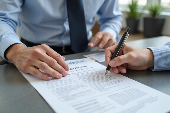 Insurance agent helping senior man with paperwork