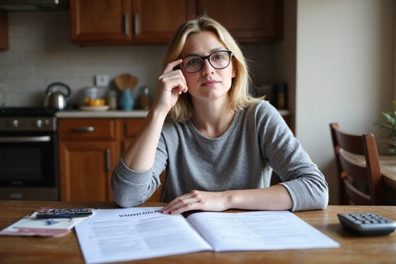 Senior woman reviewing insurance documents at home