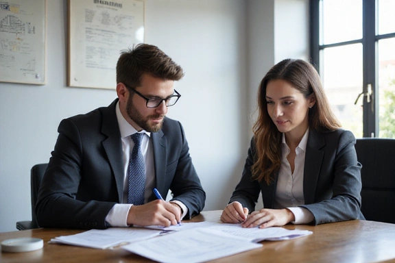 Insurance agent helping client