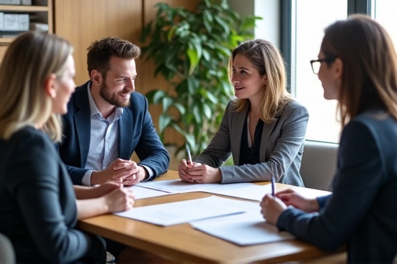 Insurance advisor meeting with clients